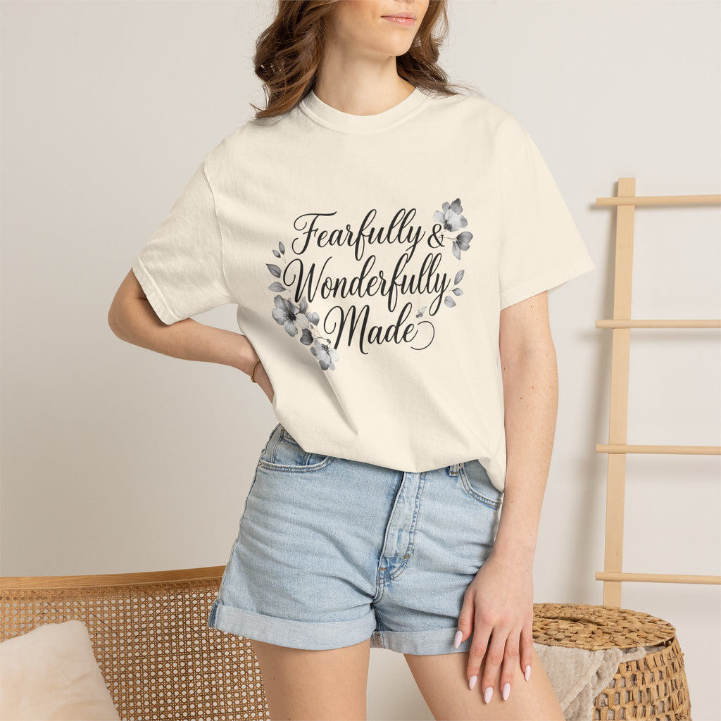 T-Shirt — "Fearfully & Wonderfully Made" Floral Inspirational Tee