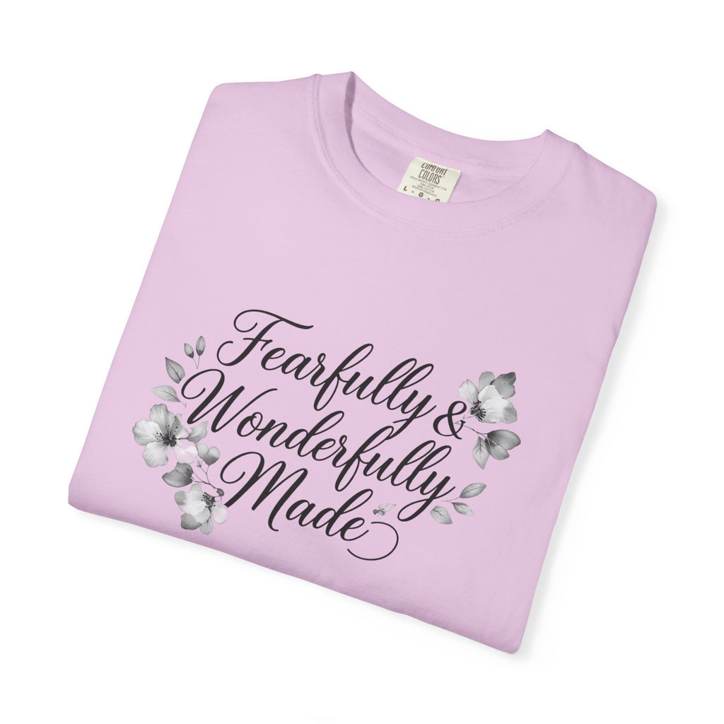 T-Shirt — "Fearfully & Wonderfully Made" Floral Inspirational Tee