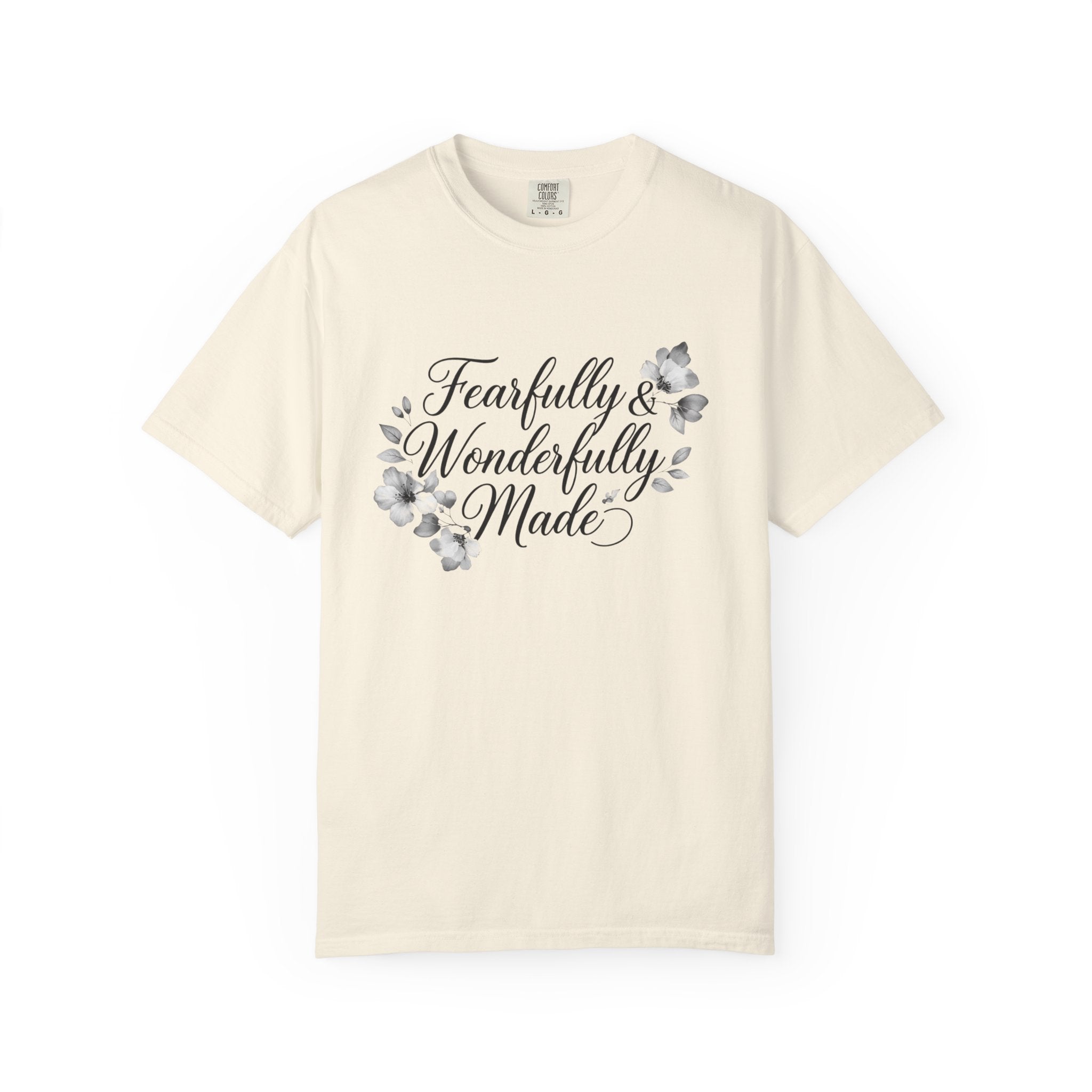 T-Shirt — "Fearfully & Wonderfully Made" Floral Inspirational Tee