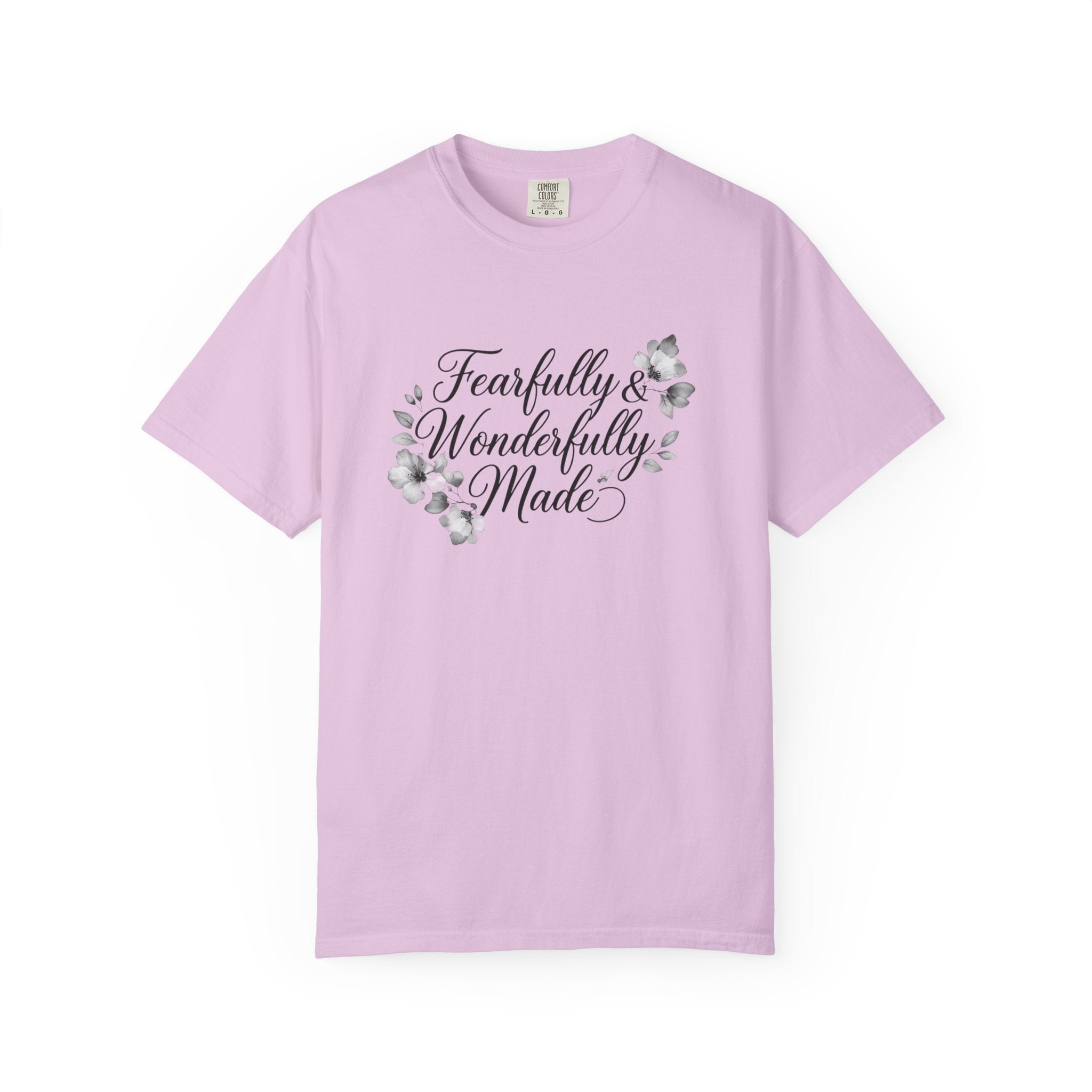 T-Shirt — "Fearfully & Wonderfully Made" Floral Inspirational Tee