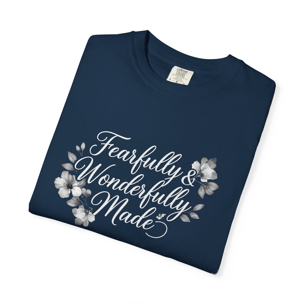 T-Shirt — "Fearfully & Wonderfully Made" Floral Inspirational Tee