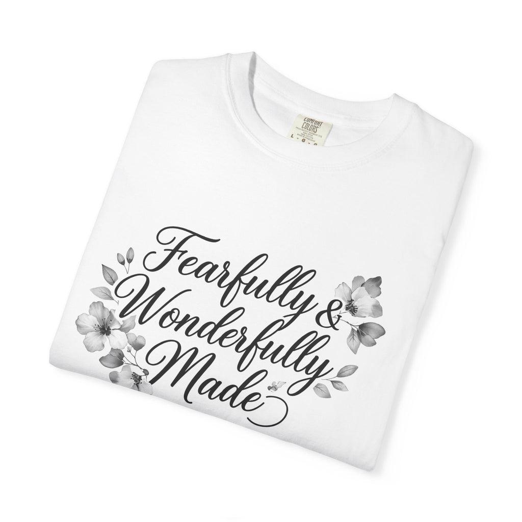 T-Shirt — "Fearfully & Wonderfully Made" Floral Inspirational Tee
