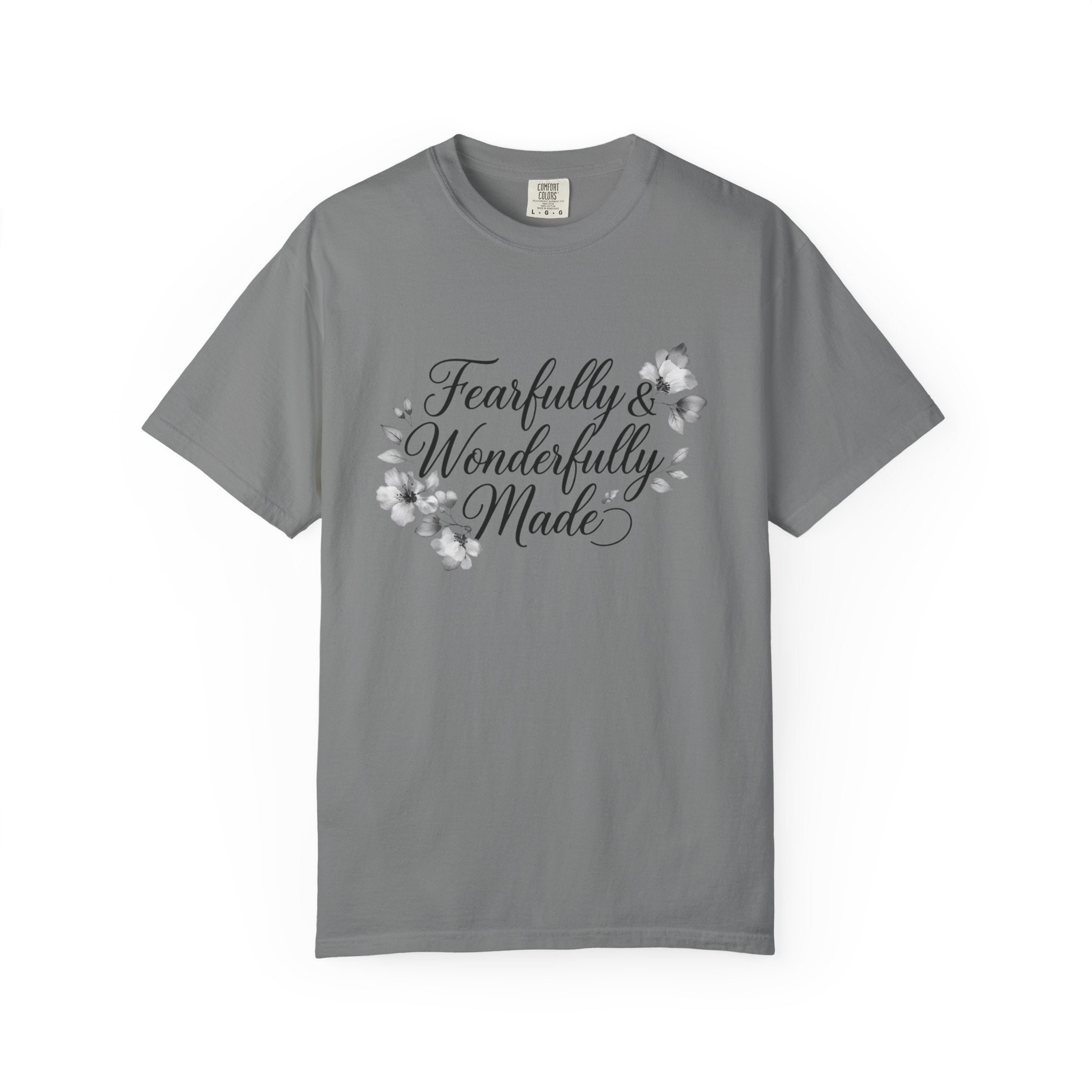 T-Shirt — "Fearfully & Wonderfully Made" Floral Inspirational Tee
